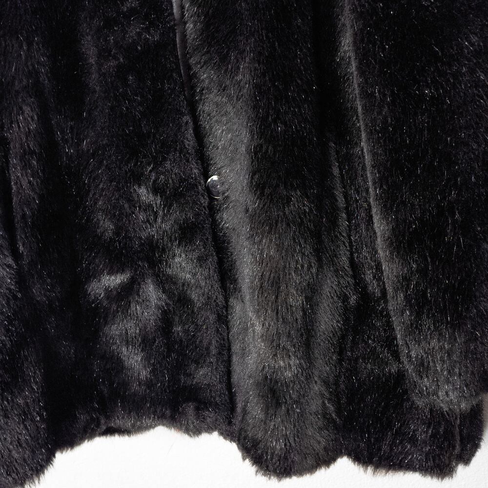 Source Unknown Faux Fur Coat Size L Black Chic Elegant Evening Luxe - Picture 6 of 9